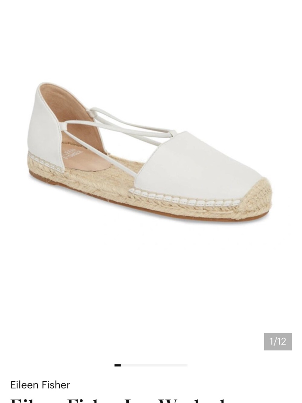 Eileen Fisher Lee Espadrille Flat shoes sandals leather white off white size 8